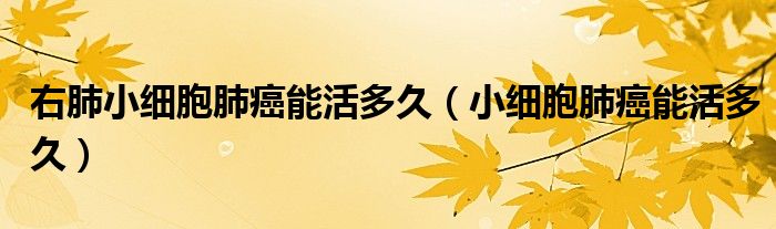 右肺小細(xì)胞肺癌能活多久（小細(xì)胞肺癌能活多久）