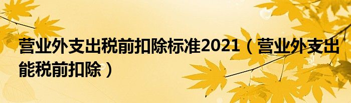 營(yíng)業(yè)外支出稅前扣除標(biāo)準(zhǔn)2021（營(yíng)業(yè)外支出能稅前扣除）