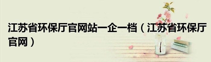 江蘇省環(huán)保廳官網(wǎng)站一企一檔（江蘇省環(huán)保廳官網(wǎng)）