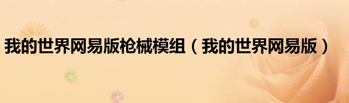 我的世界網(wǎng)易版槍械模組（我的世界網(wǎng)易版）