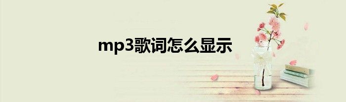 mp3歌詞怎么顯示