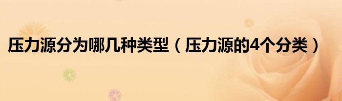 壓力源分為哪幾種類型（壓力源的4個分類）