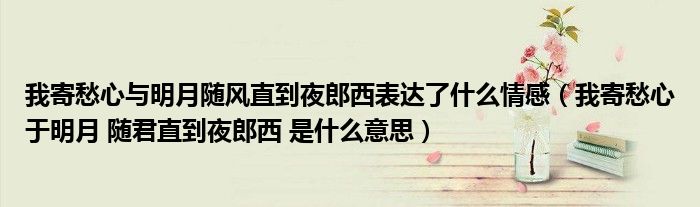 我寄愁心與明月隨風(fēng)直到夜郎西表達(dá)了什么情感（我寄愁心于明月 隨君直到夜郎西 是什么意思）