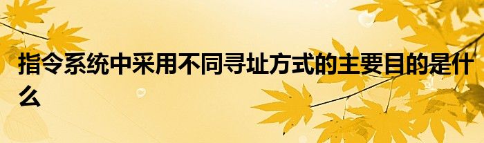 指令系統(tǒng)中采用不同尋址方式的主要目的是什么