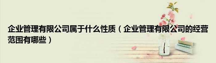 企業(yè)管理有限公司屬于什么性質(zhì)（企業(yè)管理有限公司的經(jīng)營范圍有哪些）