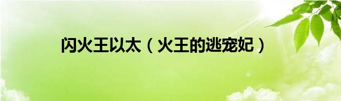 閃火王以太（火王的逃寵妃）