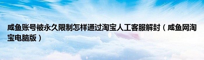 咸魚賬號(hào)被永久限制怎樣通過淘寶人工客服解封（咸魚網(wǎng)淘寶電腦版）