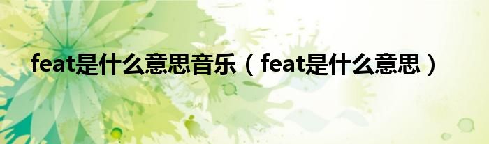 feat是什么意思音樂（feat是什么意思）