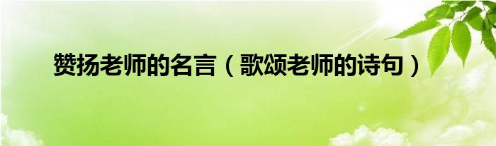 贊揚(yáng)老師的名言（歌頌老師的詩句）