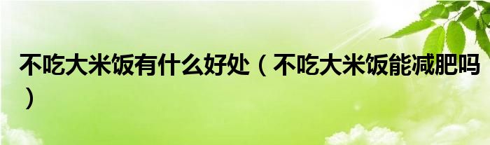 不吃大米飯有什么好處（不吃大米飯能減肥嗎）
