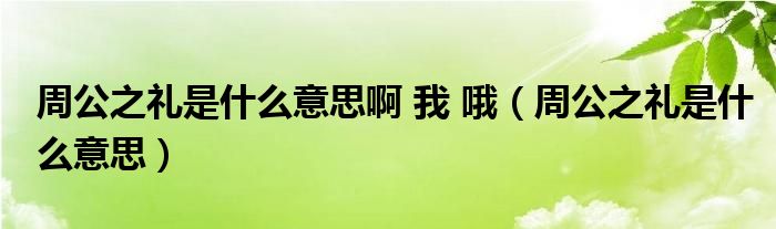 周公之禮是什么意思啊 我 哦（周公之禮是什么意思）