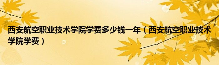 西安航空職業(yè)技術學院學費多少錢一年（西安航空職業(yè)技術學院學費）