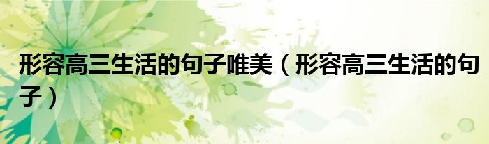 形容高三生活的句子唯美（形容高三生活的句子）
