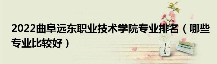 2022曲阜遠(yuǎn)東職業(yè)技術(shù)學(xué)院專業(yè)排名（哪些專業(yè)比較好）