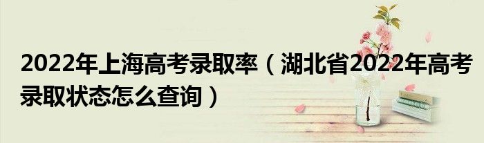 2022年上海高考錄取率（湖北省2022年高考錄取狀態(tài)怎么查詢）