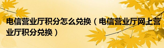 電信營(yíng)業(yè)廳積分怎么兌換（電信營(yíng)業(yè)廳網(wǎng)上營(yíng)業(yè)廳積分兌換）