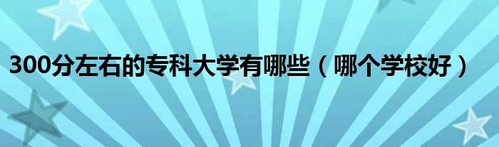 300分左右的?？拼髮W(xué)有哪些（哪個(gè)學(xué)校好）