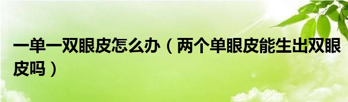 一單一雙眼皮怎么辦（兩個單眼皮能生出雙眼皮嗎）