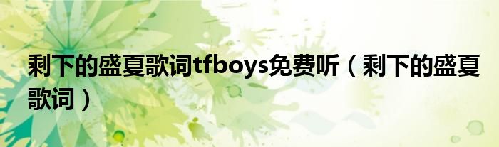 剩下的盛夏歌詞tfboys免費(fèi)聽（剩下的盛夏歌詞）