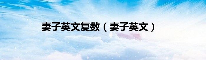 妻子英文復(fù)數(shù)（妻子英文）