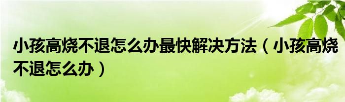 小孩高燒不退怎么辦最快解決方法（小孩高燒不退怎么辦）