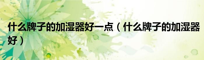 什么牌子的加濕器好一點（什么牌子的加濕器好）