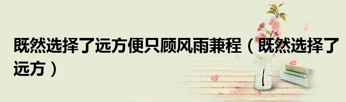 既然選擇了遠(yuǎn)方便只顧風(fēng)雨兼程（既然選擇了遠(yuǎn)方）