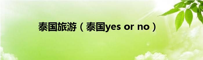泰國(guó)旅游（泰國(guó)yes or no）