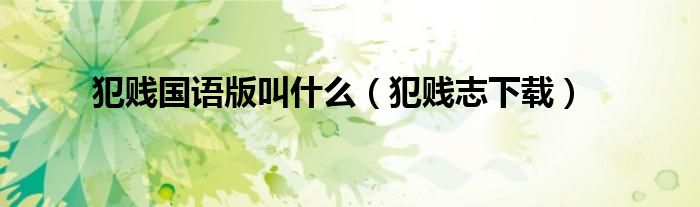 犯賤國語版叫什么（犯賤志下載）