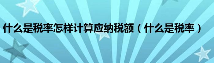 什么是稅率怎樣計算應(yīng)納稅額（什么是稅率）