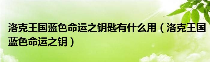 洛克王國藍(lán)色命運(yùn)之鑰匙有什么用（洛克王國藍(lán)色命運(yùn)之鑰）