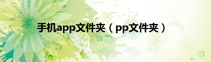 手機(jī)app文件夾（pp文件夾）