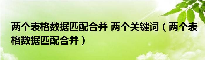 兩個表格數(shù)據(jù)匹配合并 兩個關(guān)鍵詞（兩個表格數(shù)據(jù)匹配合并）
