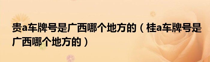 貴a車牌號(hào)是廣西哪個(gè)地方的（桂a車牌號(hào)是廣西哪個(gè)地方的）