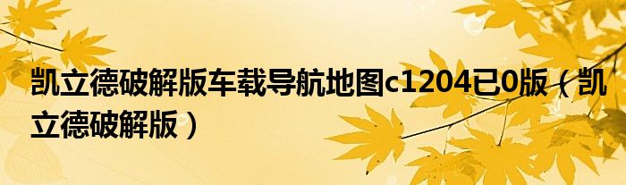 凱立德破解版車載導(dǎo)航地圖c1204已0版（凱立德破解版）