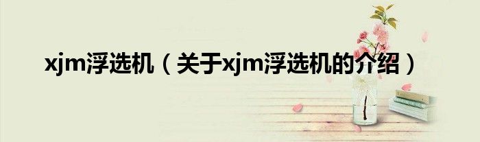 xjm浮選機(jī)（關(guān)于xjm浮選機(jī)的介紹）
