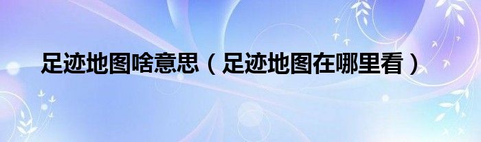 足跡地圖啥意思（足跡地圖在哪里看）