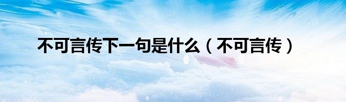 不可言傳下一句是什么（不可言傳）