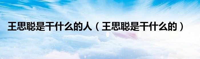 王思聰是干什么的人（王思聰是干什么的）
