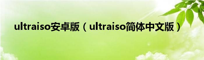 ultraiso安卓版（ultraiso簡體中文版）
