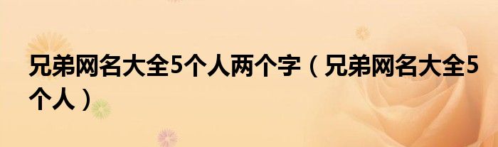 兄弟網(wǎng)名大全5個(gè)人兩個(gè)字（兄弟網(wǎng)名大全5個(gè)人）