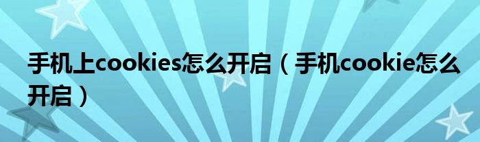 手機上cookies怎么開啟（手機cookie怎么開啟）