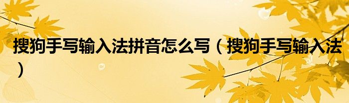 搜狗手寫輸入法拼音怎么寫（搜狗手寫輸入法）
