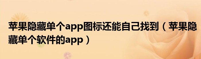 蘋果隱藏單個app圖標還能自己找到（蘋果隱藏單個軟件的app）