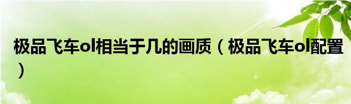極品飛車ol相當(dāng)于幾的畫質(zhì)（極品飛車ol配置）