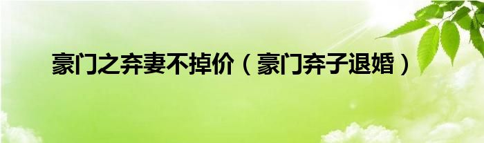 豪門之棄妻不掉價（豪門棄子退婚）