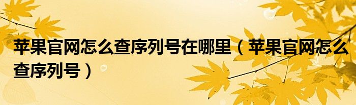 蘋果官網(wǎng)怎么查序列號在哪里（蘋果官網(wǎng)怎么查序列號）