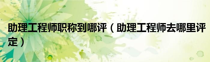 助理工程師職稱到哪評(píng)（助理工程師去哪里評(píng)定）