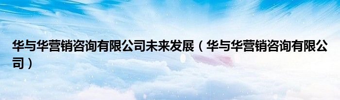 華與華營銷咨詢有限公司未來發(fā)展（華與華營銷咨詢有限公司）