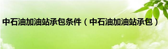 中石油加油站承包條件（中石油加油站承包）